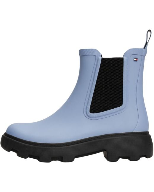 Botas de lluvia Mujer Rubber Rainboot con tacón de plataforma Tommy Hilfiger de color Blue
