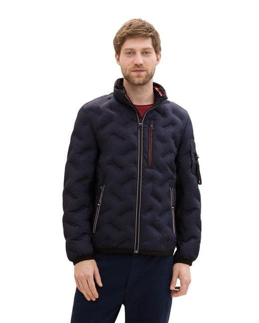Tom Tailor 1042489 Hybrid Jacke mit Kapuze im Stehkragen in Blau
