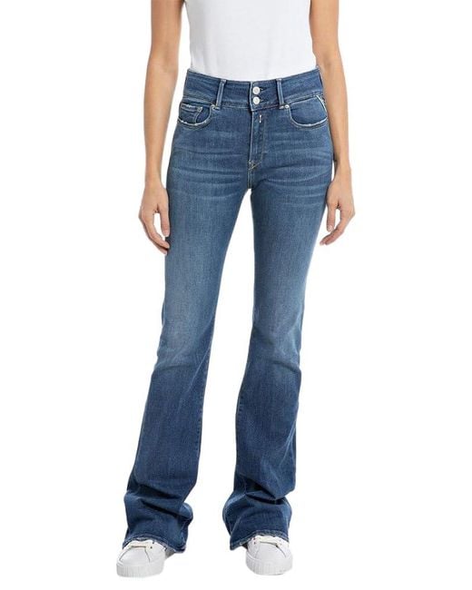WLW689 Newluz Flare Power Stretch Modal Jeans di Replay in Blue