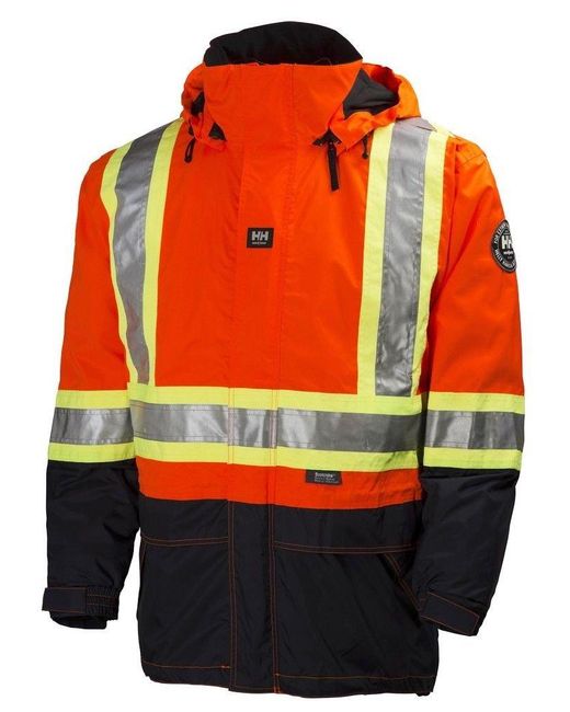 Work Jacket s Potsdam 4" Stripe XS Orange Navy 71275 di Helly Hansen da Uomo