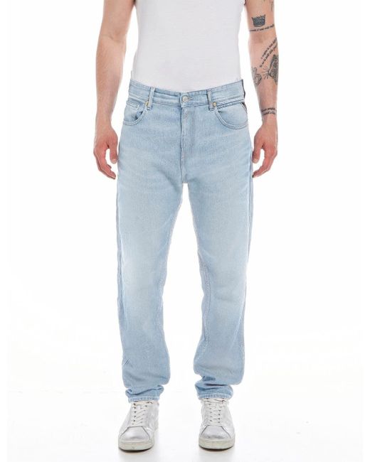 Jeans Uomo Sandot Tapered Fit in Denim Comfort di Replay in Blue