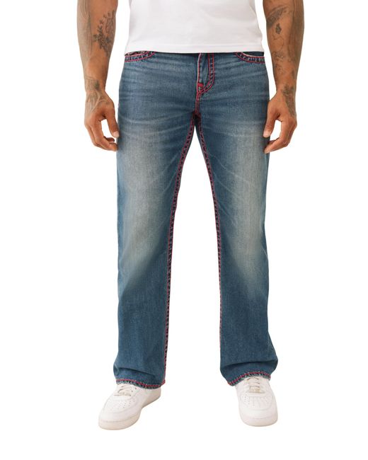 True Religion Blue Billy Super T Flap Jeans – Straight Leg Denim With Contrast for men