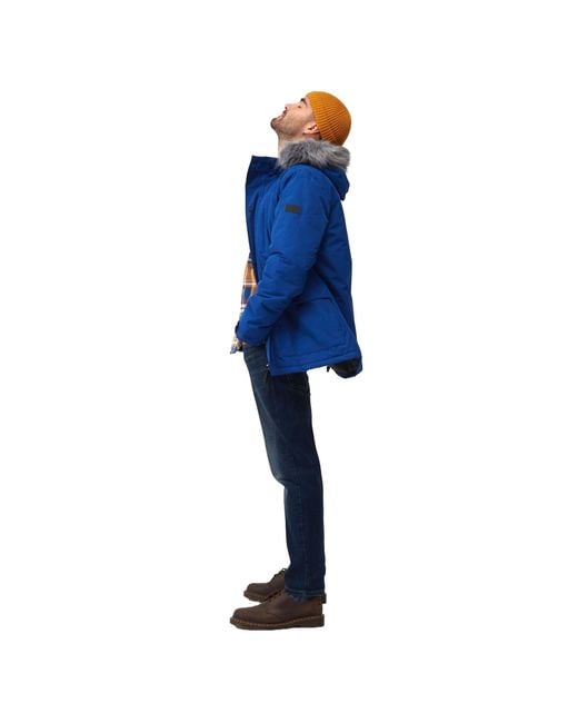 Regatta Blue S Salinger Iv Waterproof Fur Trim Parka Jacket for men