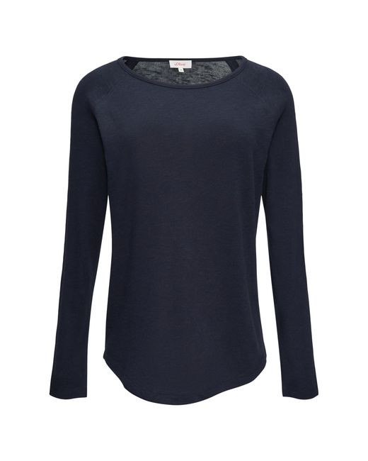 S.oliver Blue Langarmshirt mit Flammgarnstruktur und Raglanärmeln Navy 32