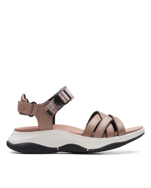 Clarks Brown Wave2.0 Sail. Leather Sandals In Dusty Pink Standard Fit Size 4