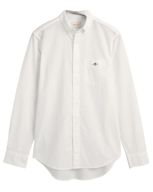 Gant White Reg Cotton Linen Shirt for men