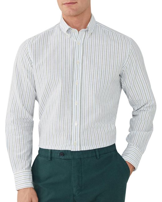 Hackett Gray Mel Cot Linen Stripe Shirt for men