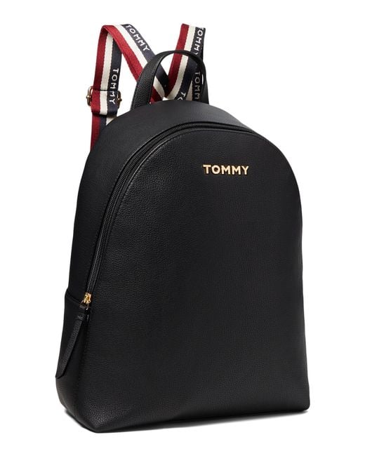 Tommy Hilfiger Black Reese II Medium Dome Rucksack Pebble PVC