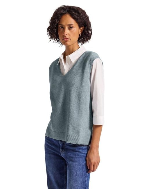 Street One Blue Ärmelloser V-Neck Pullover