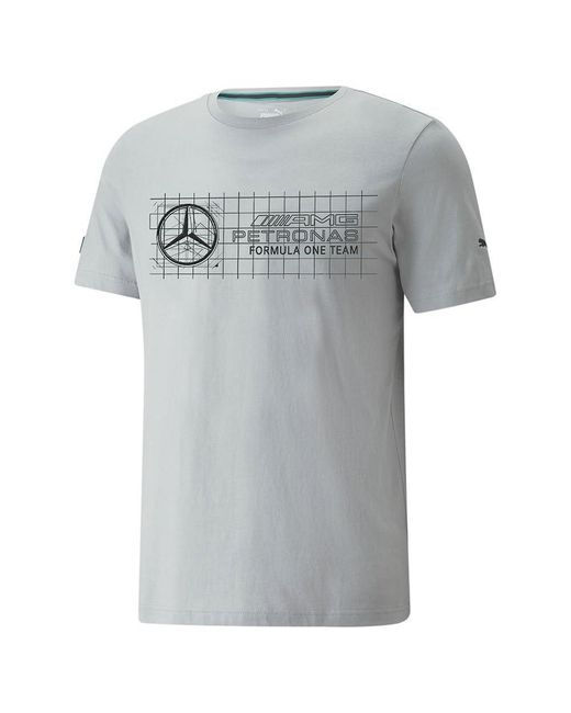 PUMA Gray Mercedes Amg Petronas F1 Logo+ Short Sleeve T-shirt 2xl for men