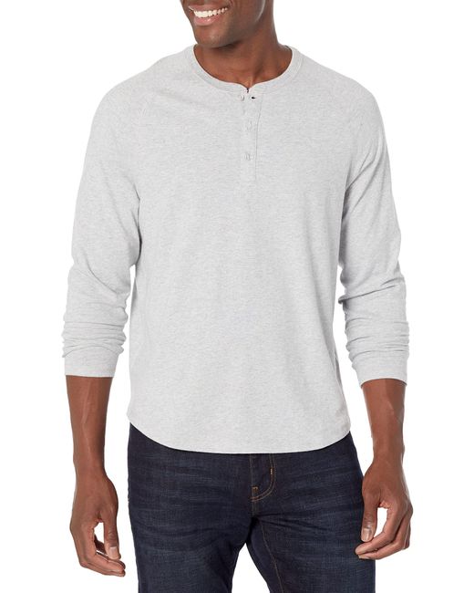 Amazon Essentials Henley-Shirt mit Langen Ärmeln und normaler Passform in White für Herren