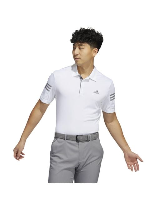Adidas S 3 Stripe Polo Shirt Short Sleeve White L for men
