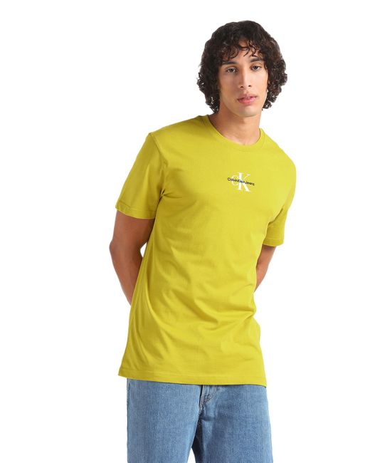 Calvin Klein Monologo Regular Tee S/s Knit Tops Yellow for men