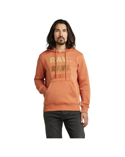 G-Star RAW Triple Raw Sweater Hooded Sweatshirt in het Orange voor heren