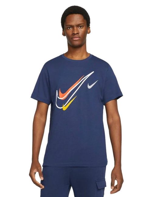 Maglietta da uomo T-shirt da uomo con logo Swoosh T-shirt classica a maniche corte bianca DQ3944 100 Nuovo di Nike in Blue