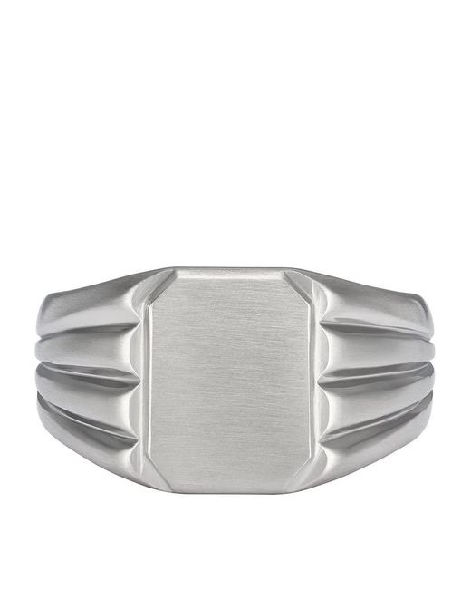 Anello da uomo con sigillo in acciaio inossidabile di Fossil in Gray da Uomo