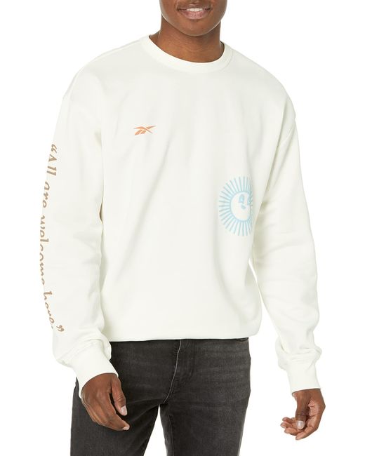 Reebok White 's Graphic Crewneck Sweatshirt