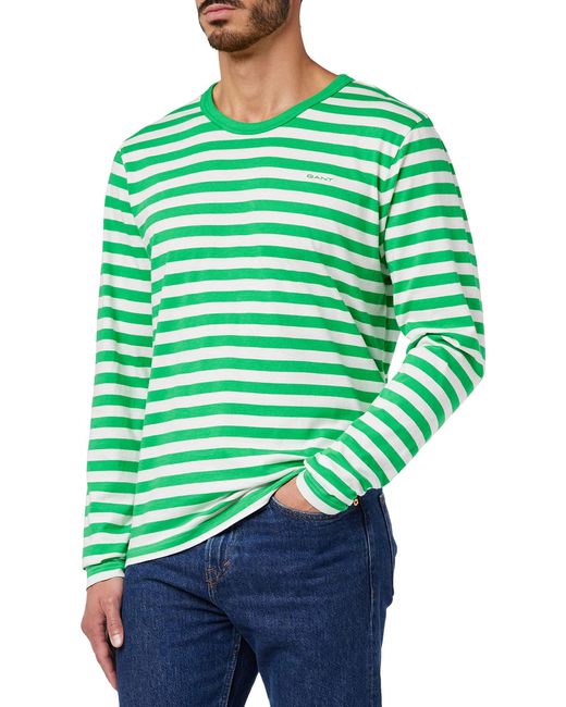 Gant Green Striped Ls T-shirt for men