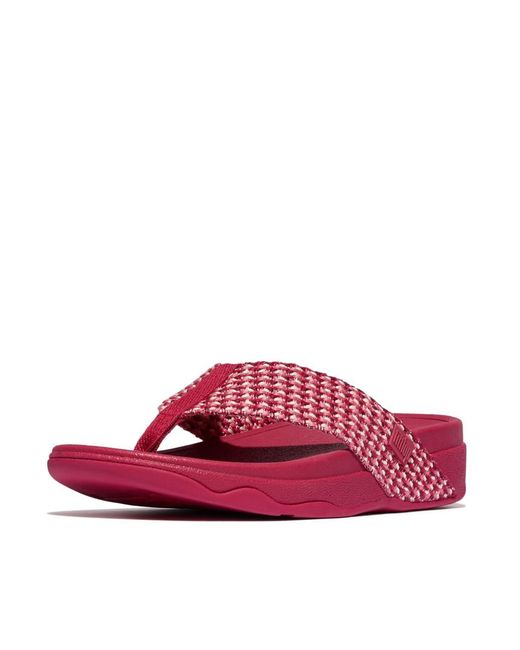Fitflop Red Surfa Multi-tone Webbing Toe-post Sandals Wedge