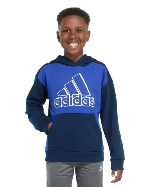 Felpa con cappuccio in pile a maniche lunghe con logo grafico di Adidas in Blue da Uomo