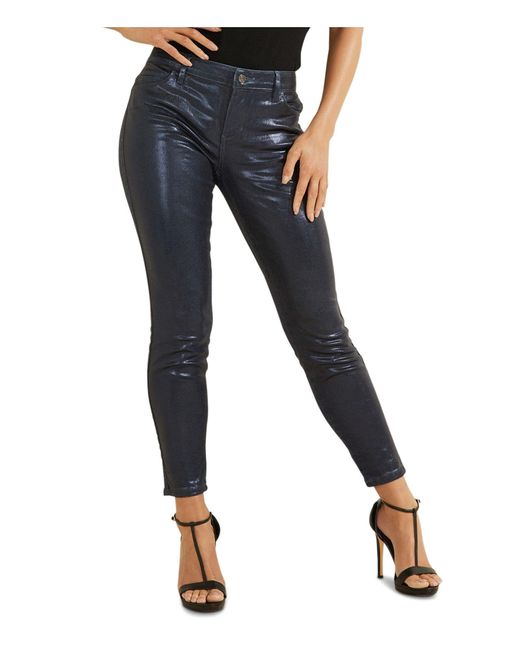 Guess Blue Metallic Sexy Curve Stretch Mid-rise Skinny Fit Jean