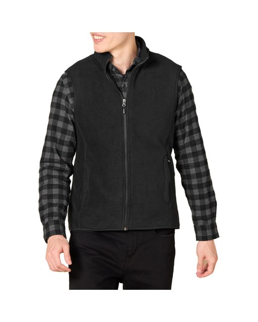 Amazon Essentials Black Full-zip Polar Fleece Vest for men