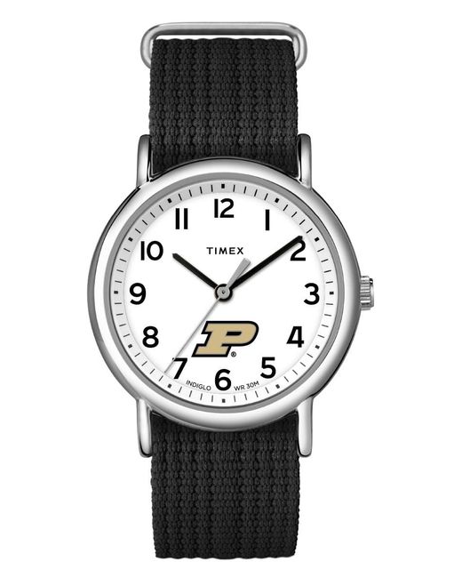 Timex Black Purdue Boilermakers With Slip-thru Single Layer