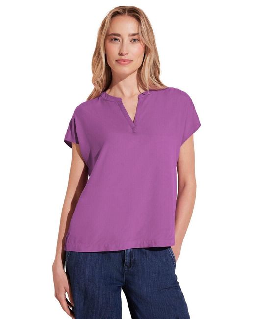 Street One Purple Blusenshirt in Unifarbe