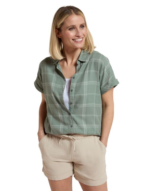 Mountain Warehouse Green Palm Lässiges Kariertes hemd - bequemes, atmungsaktives und leichtes Oberteil aus 100% Baumwolle,