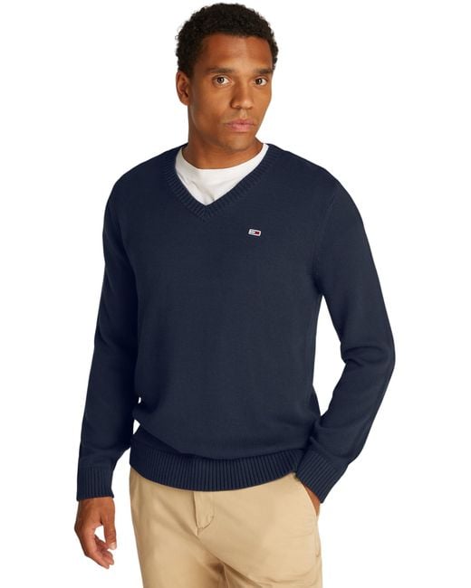 Tommy Hilfiger Blue V-neck Essential Slim Jumper for men