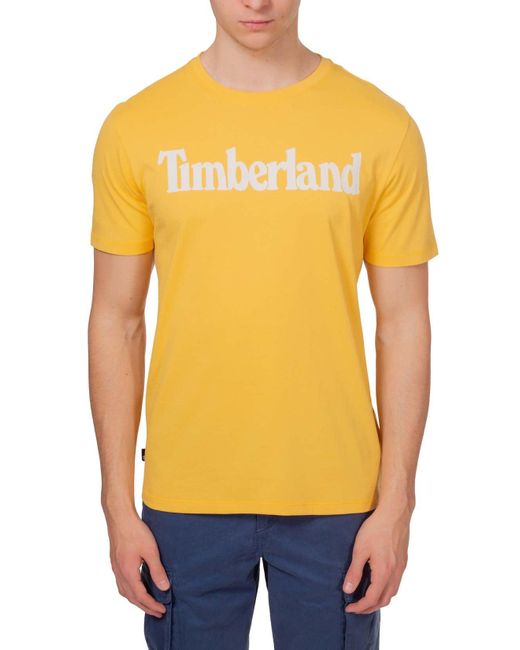 Timberland Yellow T-shirt With Linear Logo for men