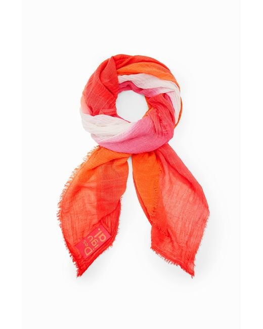Desigual Red S Accessories Fabric Rectangle Foulard Fou_degrade Rectan 3145 Virtual Pink