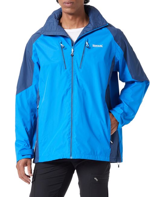 Regatta Blue Iv Waterproof Mesh-lined Shell Jacket With Concealed Hood And Zipped Pockets for men