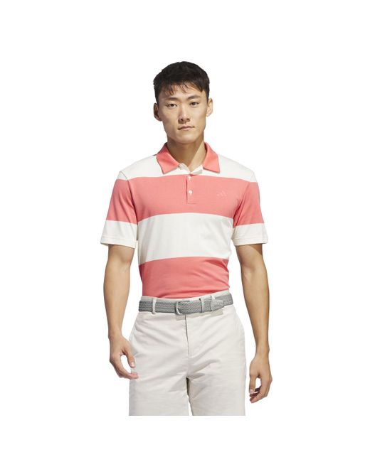 Adidas Red Colorblock Rugby Stripe Polo Shirt Golf for men