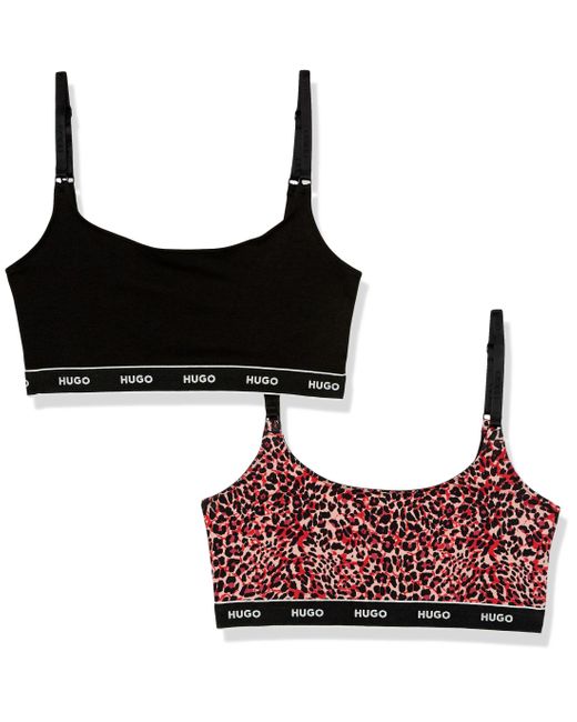HUGO Black 2er-Pack Bralettes aus Baumwoll-Stretch mit wiederholtem Logo Sport-BH