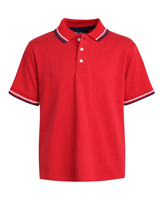 Ben Sherman Red Classic Fit Short Sleeve Pique Polo - Comfort Stretch Golf Shirt For for men