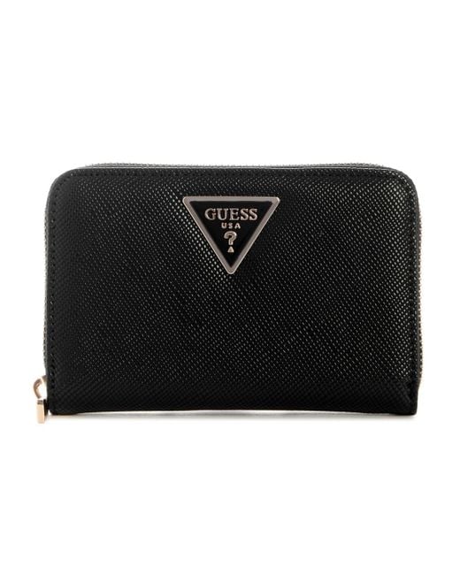 Guess Laurel Ii Medium Zip Around Portemonnee Voor in het Black