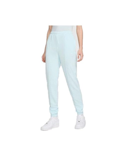 Nike W Nsw Nk Chll Ft Hr Swtpnt Broek Volledige Lengte in het Blue