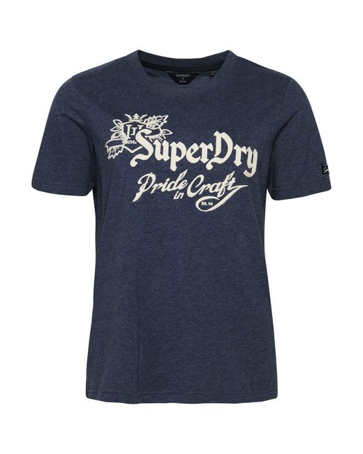 Superdry Blue Vintage "Pride In Craft" T-Shirt Marineblau Meliert 38
