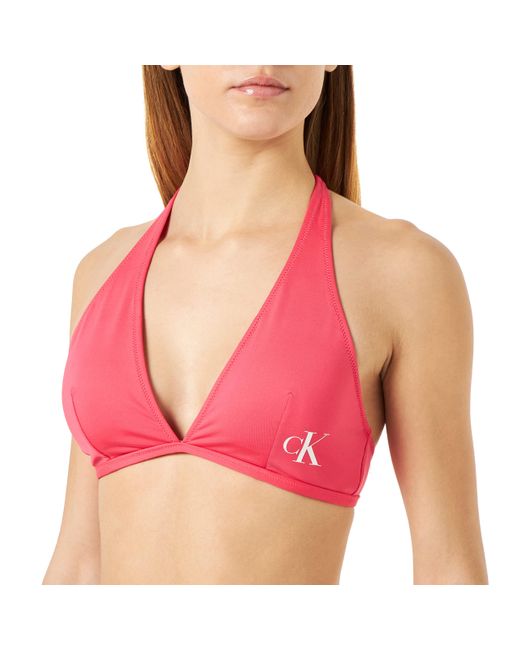 Halterneck Triangle-Rp para Mujer Calvin Klein de color Pink