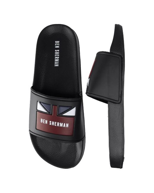 Ben Sherman Union Slip-on Black Synthetic S Sliders Bs21112_black_red for men