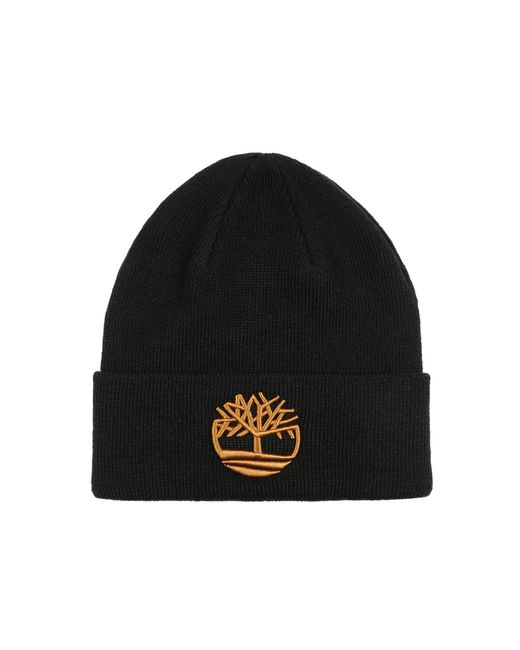 Cuffed Beanie with Embroidered Contrast Tree Hat di Timberland in Black da Uomo