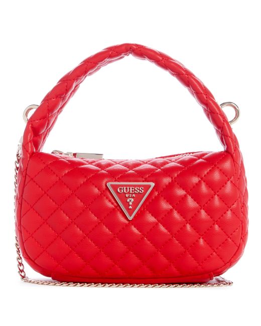 Guess Red Rianee Quilt Mini Hobo Abendtasche