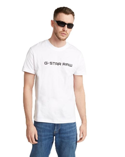 Corporate Script Logo R T T-Shirt di G-Star RAW in White da Uomo
