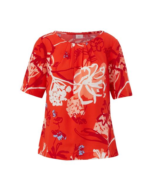 S.oliver Red Bluse Kurzarm mit Allover Print