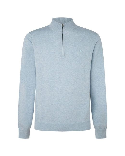 Hackett Blue Sik Haf Zip Sweater for men