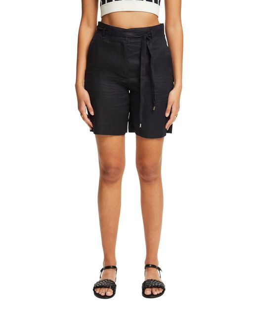 Esprit Black Shorts aus Leinen mit weitem Bein