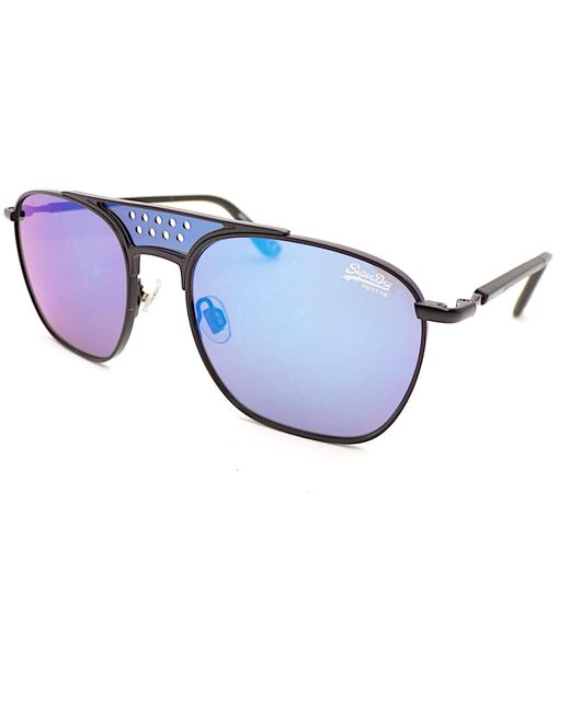 Superdry Trophy Sunglasses Matte Black With Blue Mirrored Lenses 014