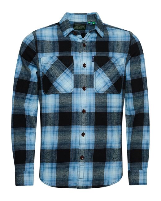 Superdry Blue Vintage Check Overshirt Sweatshirt for men
