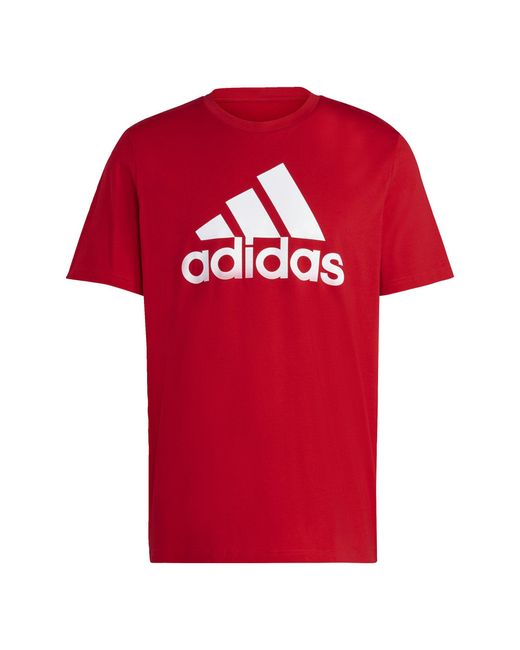 Adidas Essentials Single Jersey T-shirt Met Groot Logo Voor in het Red voor heren